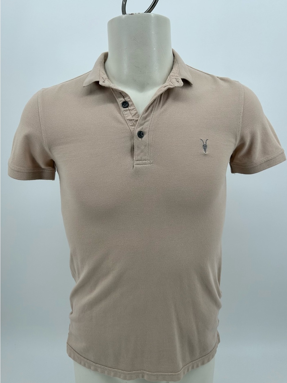 Men’s All Saints Polo shirt size XS tan 100% cotton